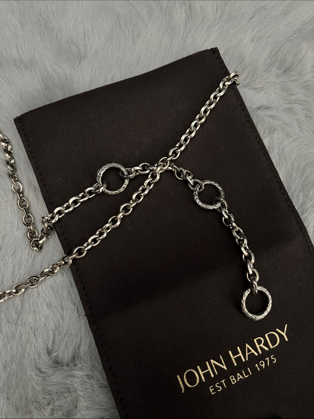 John Hardy Silver Chain Necklace with Ring Accents - Picture 3 of 6